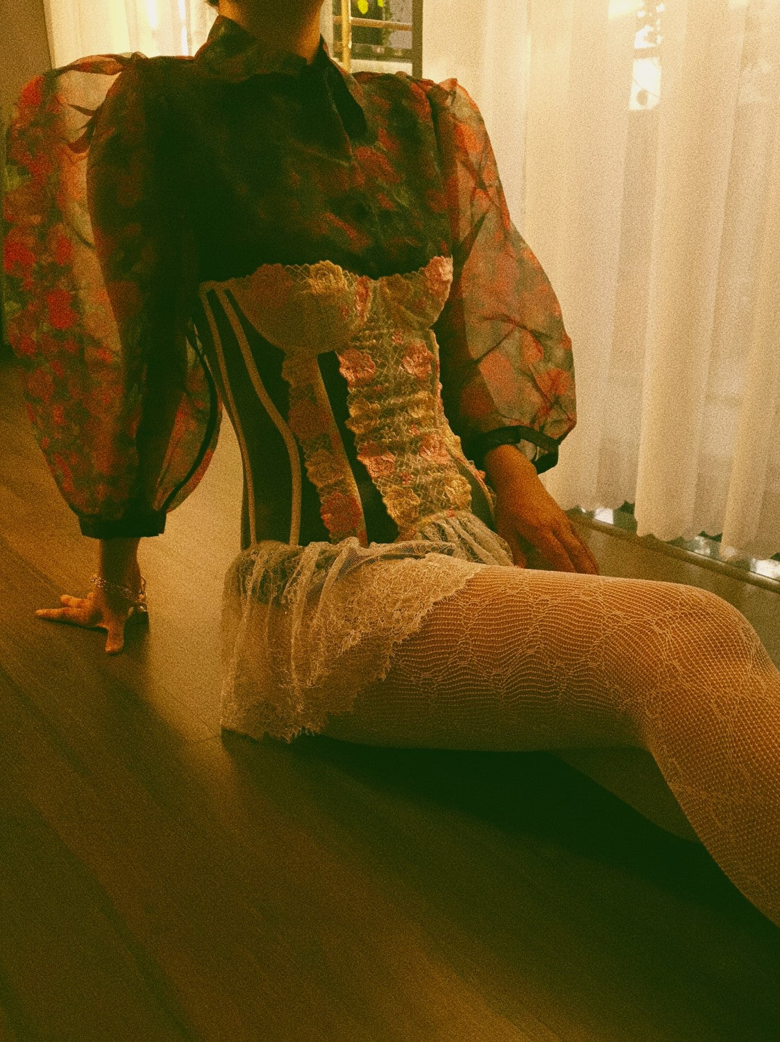 Félicette - Butter Rose Lace Bustier Dress