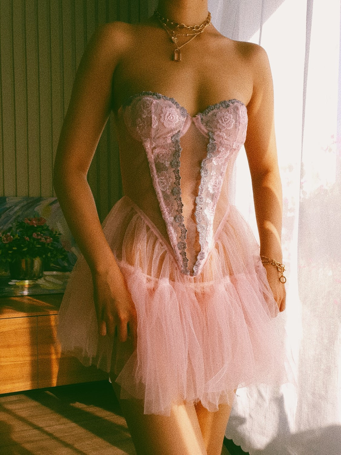 Vera - Rose Quartz Tulle Bustier Dress