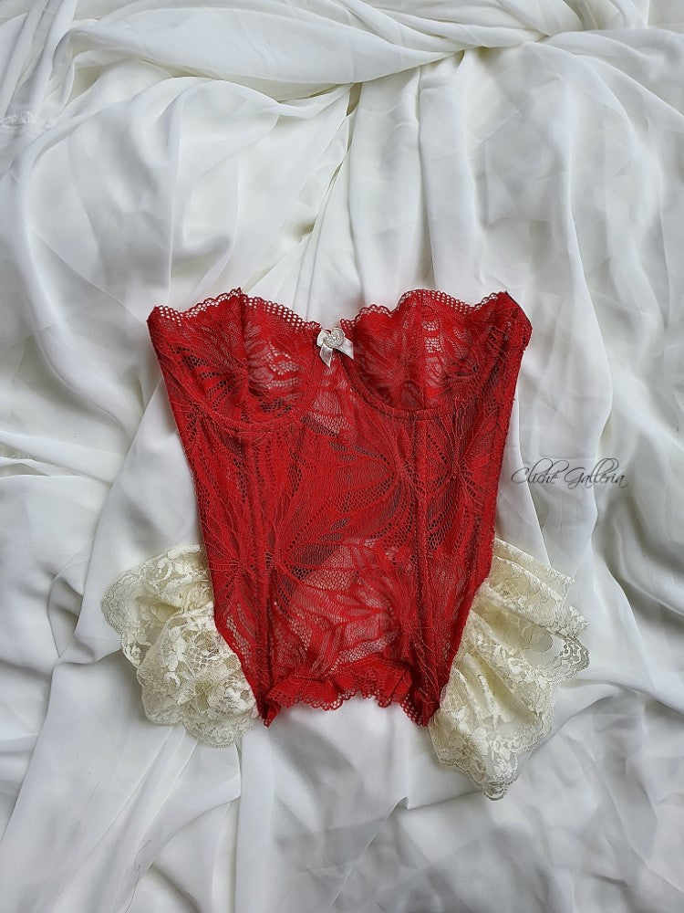 Melina - Ruby Orchid Cacti Lace Bustier