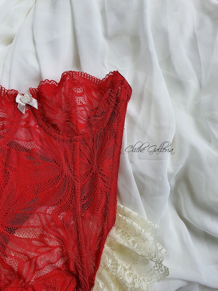 Melina - Ruby Orchid Cacti Lace Bustier