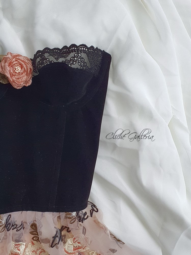 Meredith - The Nightingale and The Rose Velvet Bustier Dress