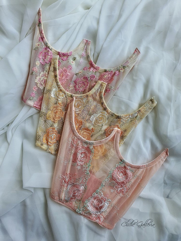 Ciara - Glossy Butter Rose Lace Underbust