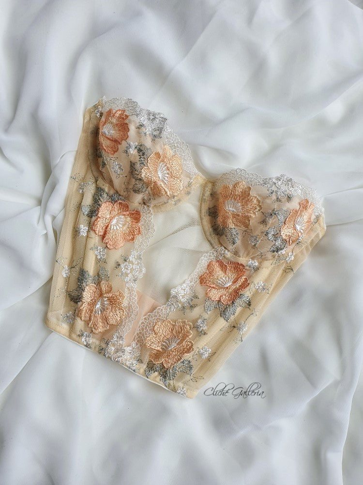 Sabrina - Golden Rose Lace Bustier