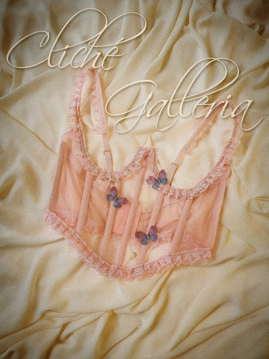 Cynthia - Ballet Slipper Pink Ombre Crystal Butterfly Underbust