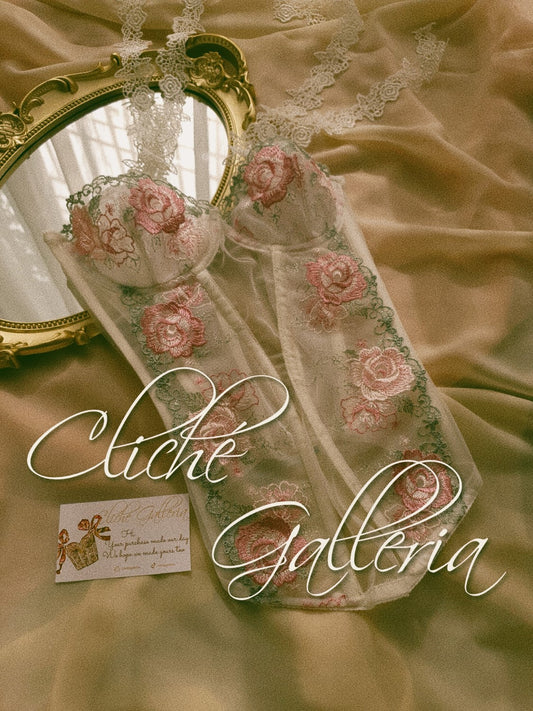 Evelyn - Watermelon Rose Lace Bustier