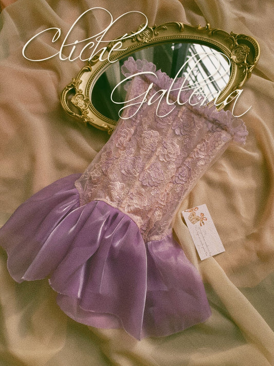Edith - Lavender Camellia Lace Tulle Ruffle Underbust