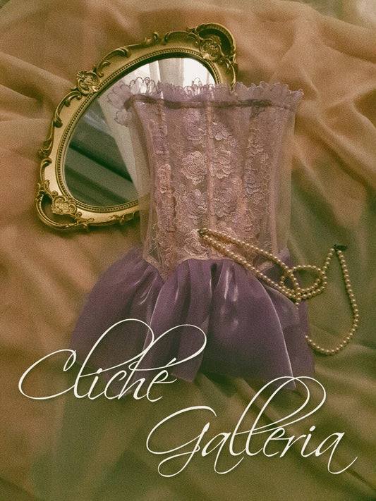 Edith - Lavender Camellia Lace Tulle Ruffle Underbust