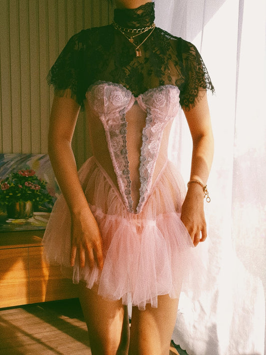 Vera - Rose Quartz Tulle Bustier Dress