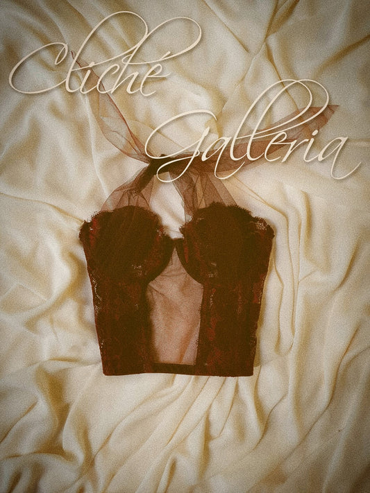 Isadora - Burgundy Cosmos Flower Lace Bustier