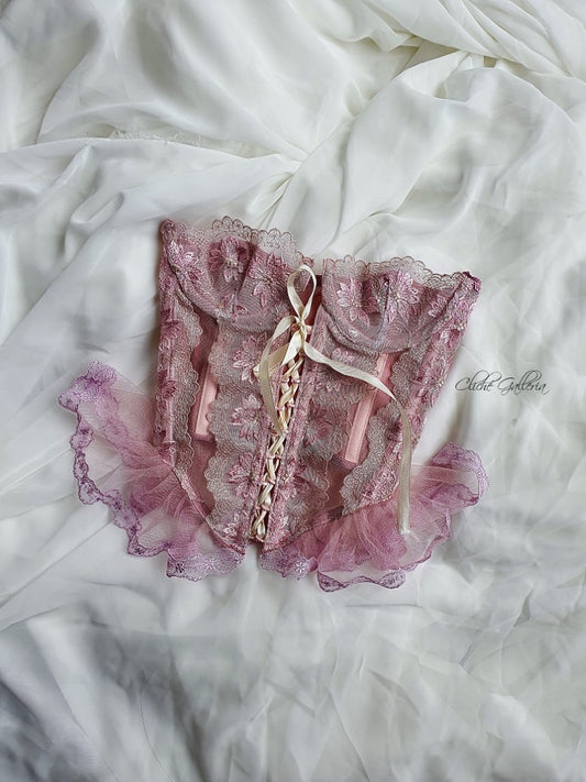 Seraphina - Lilac Daisy Lace Bustier