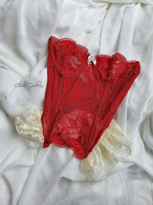Melina - Ruby Orchid Cacti Lace Bustier