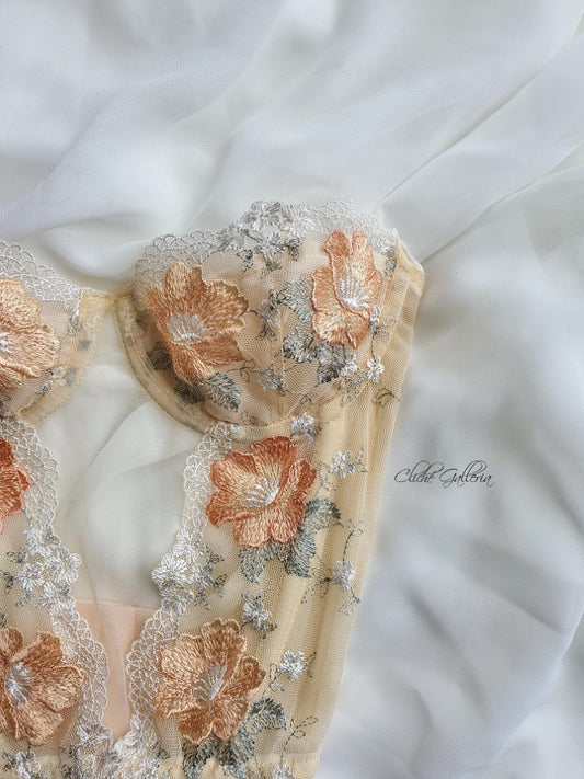 Sabrina - Golden Rose Lace Bustier